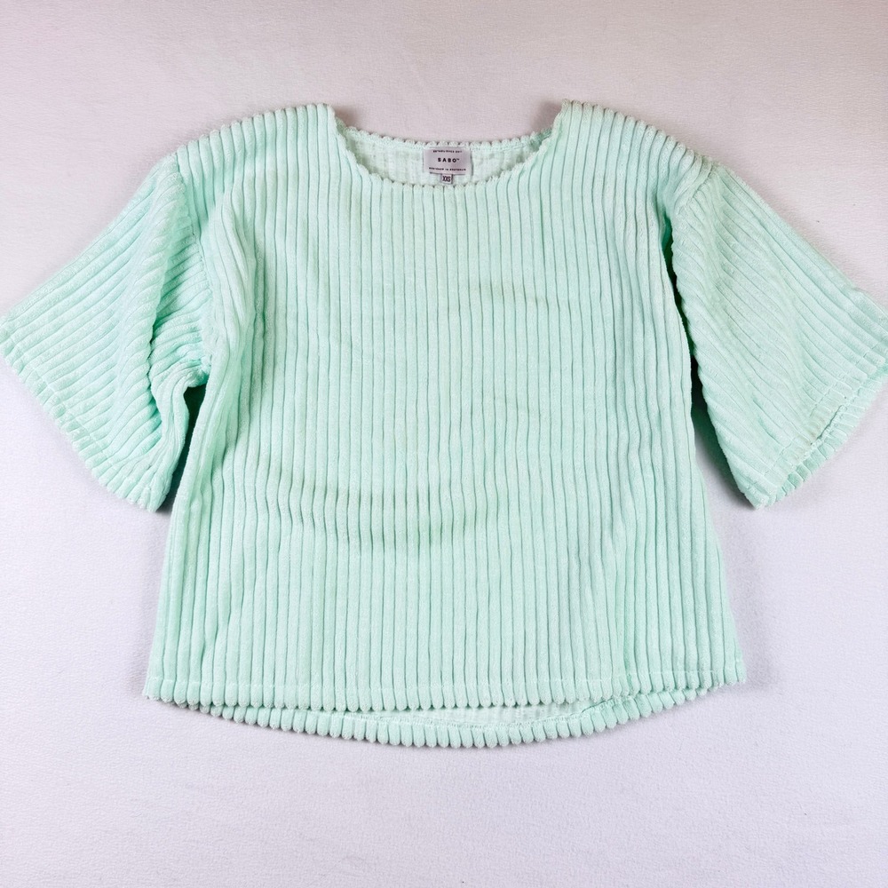 Sabo Ribbed Top Womens XXS Mint Green Chenille Surf‎ Boxy Relaxed Fit Island